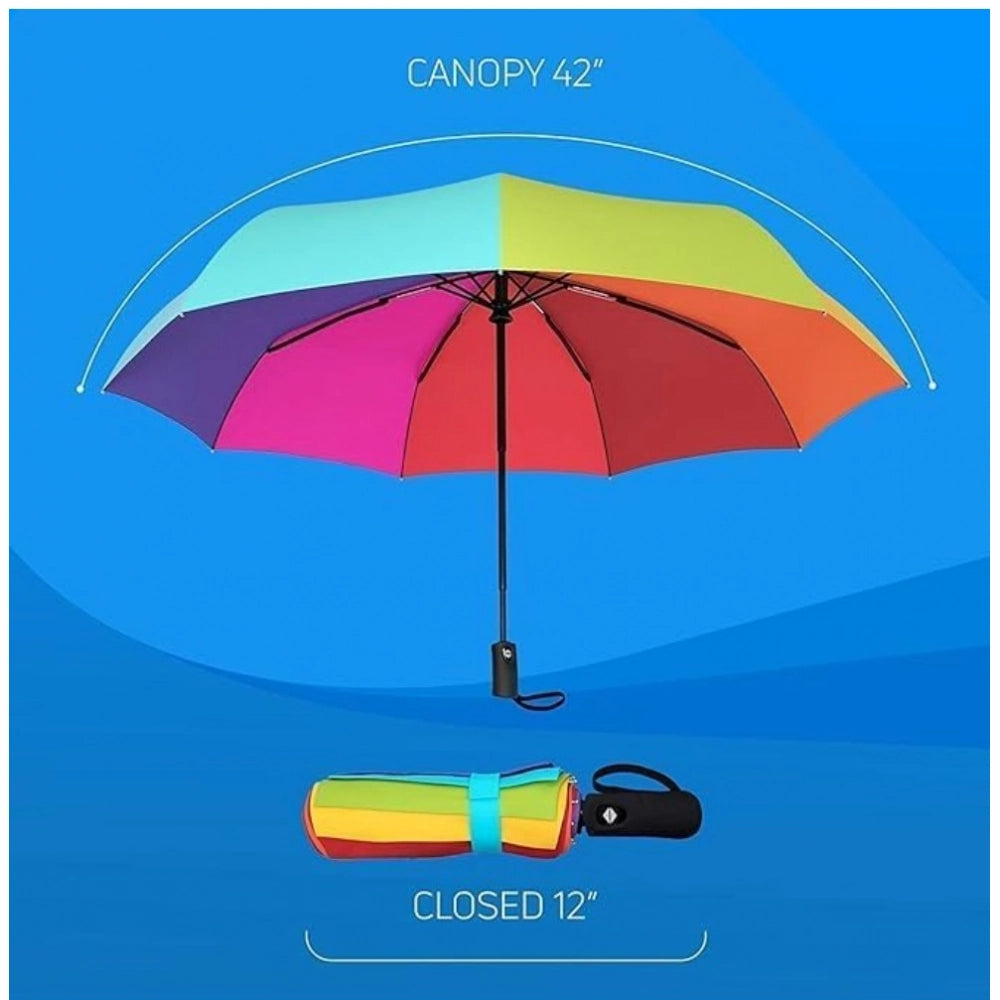 Amfyn Metal Portable Auto Travel Umbrella (Rainbow)