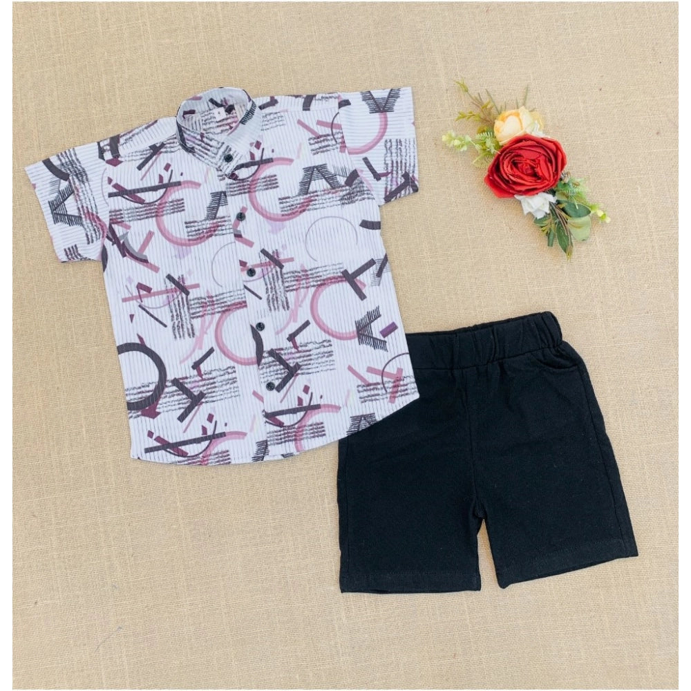 Amfyn Boy's Cotton Blend Printed Short Sleeve Shirt and Shorts Set (MultiColor)