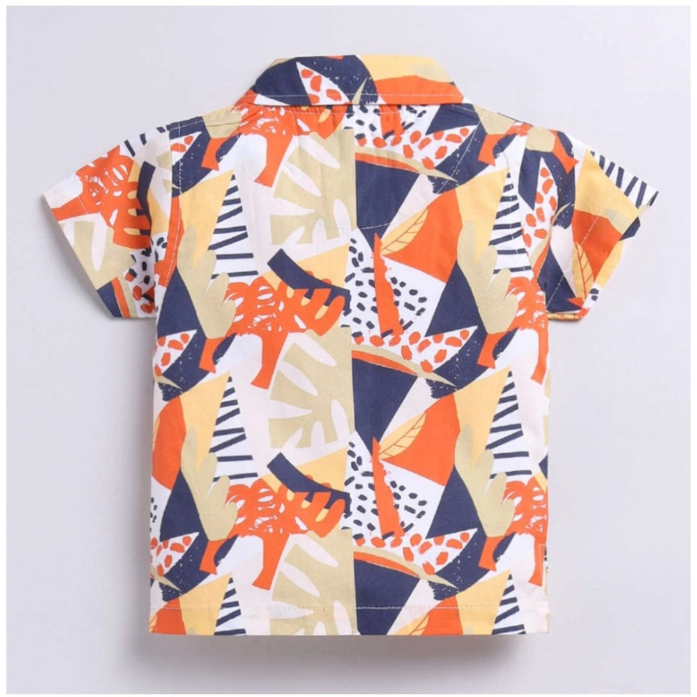 Amfyn Boy's Lycra Blend Printed Short Sleeve Shirt and Shorts Set (MultiColor)