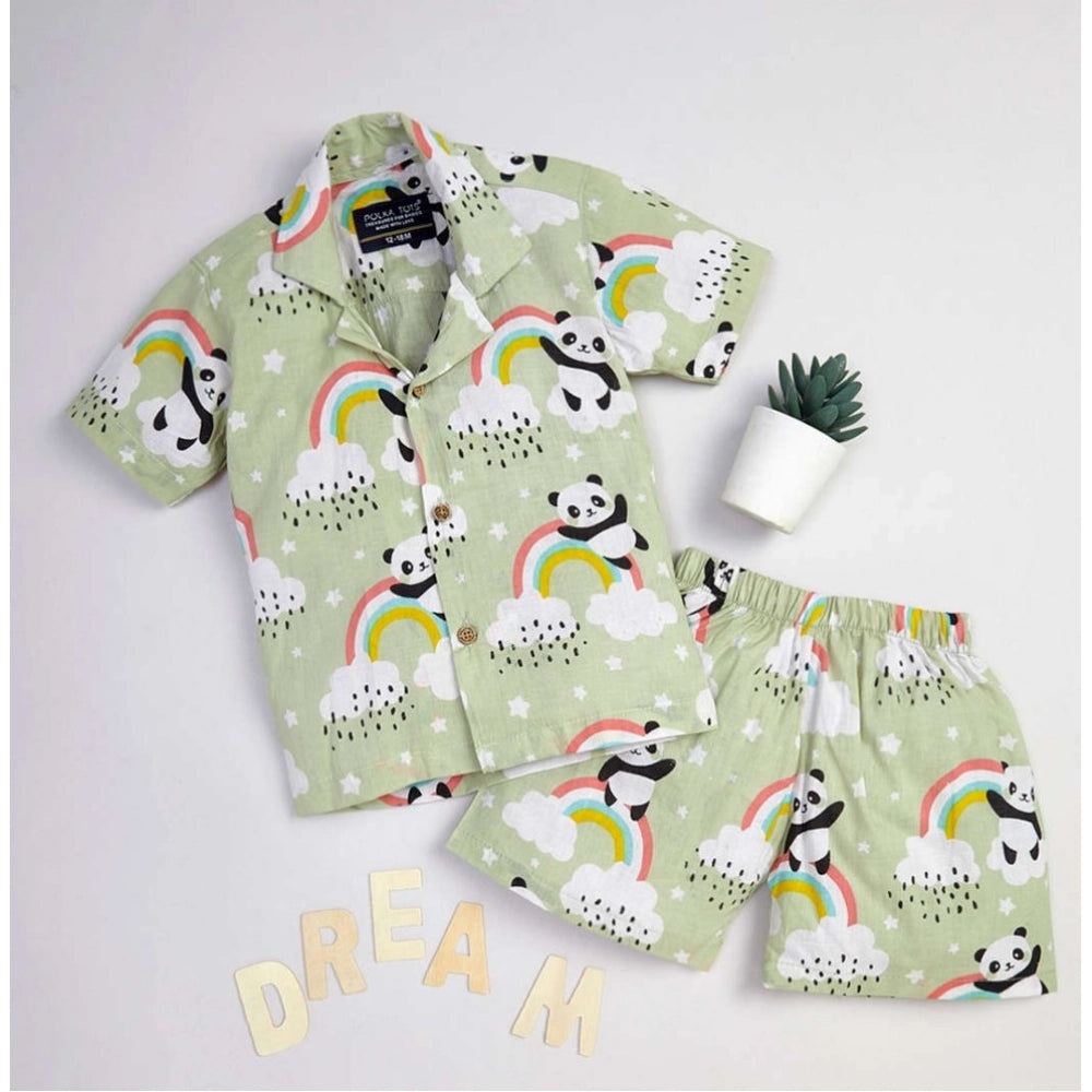 Amfyn Boy's Lycra Blend Printed Short Sleeve Shirt and Shorts Set (MultiColor)