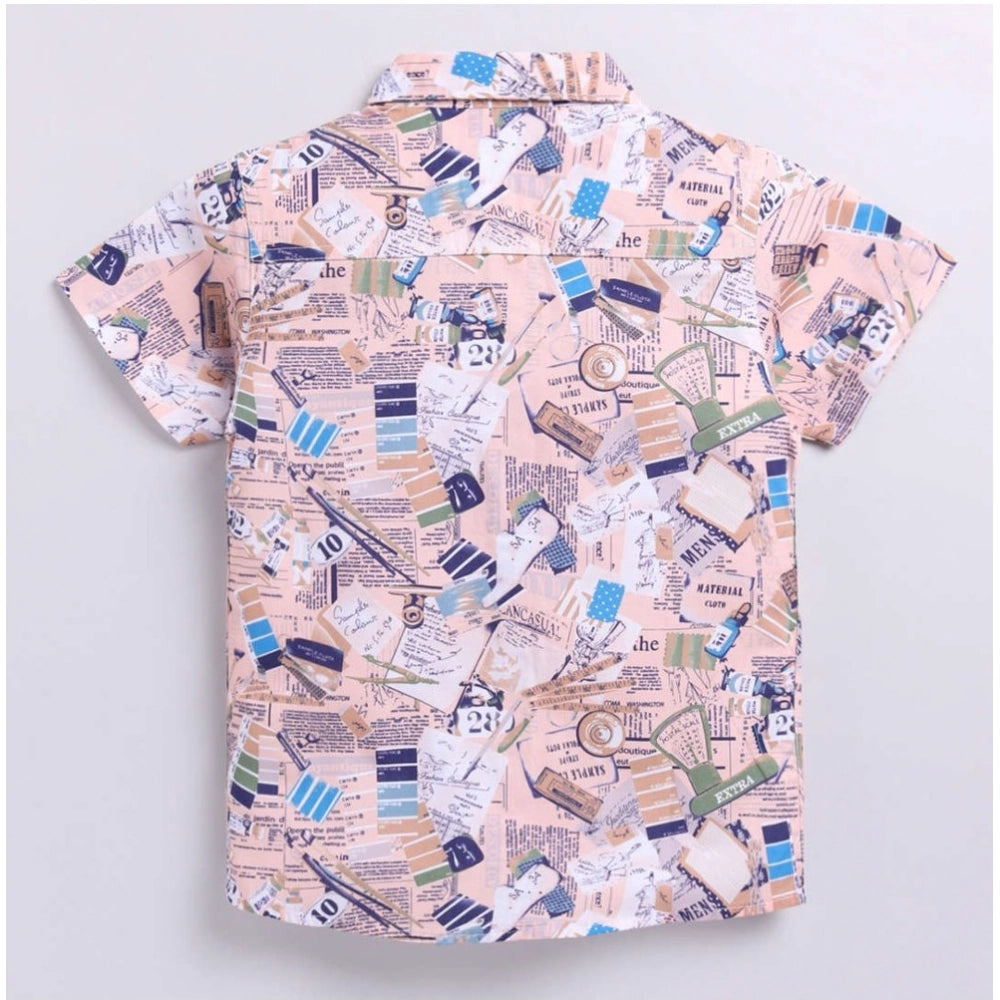 Amfyn Boy's Cotton Blend Printed Short Sleeve Shirt (MultiColor)