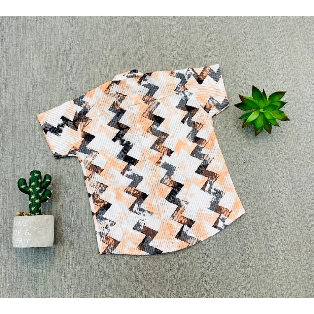 Amfyn Boy's Cotton Blend Printed Short Sleeve Shirt and Shorts Set (MultiColor)