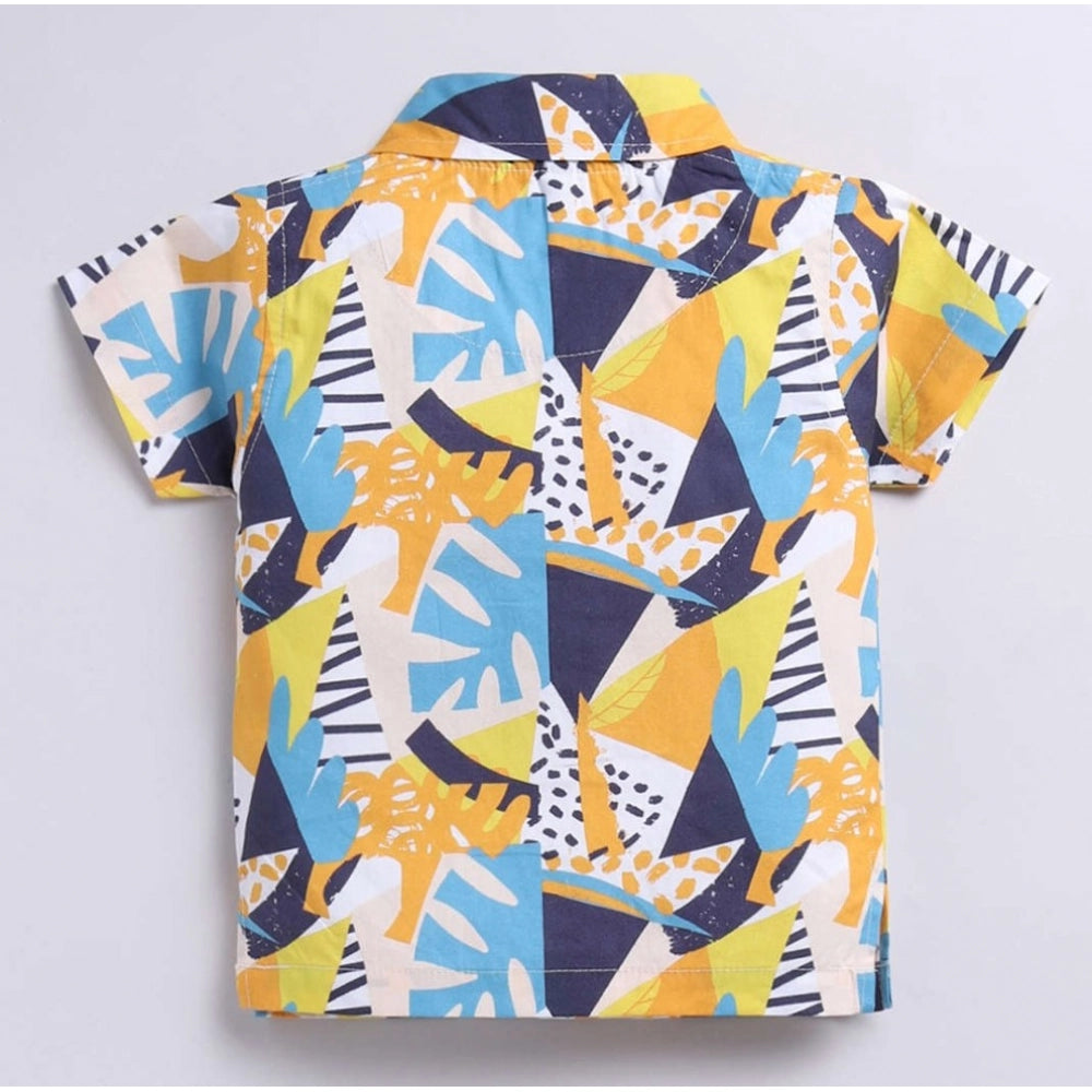 Amfyn Boy's Lycra Blend Printed Short Sleeve Shirt and Shorts Set (MultiColor)