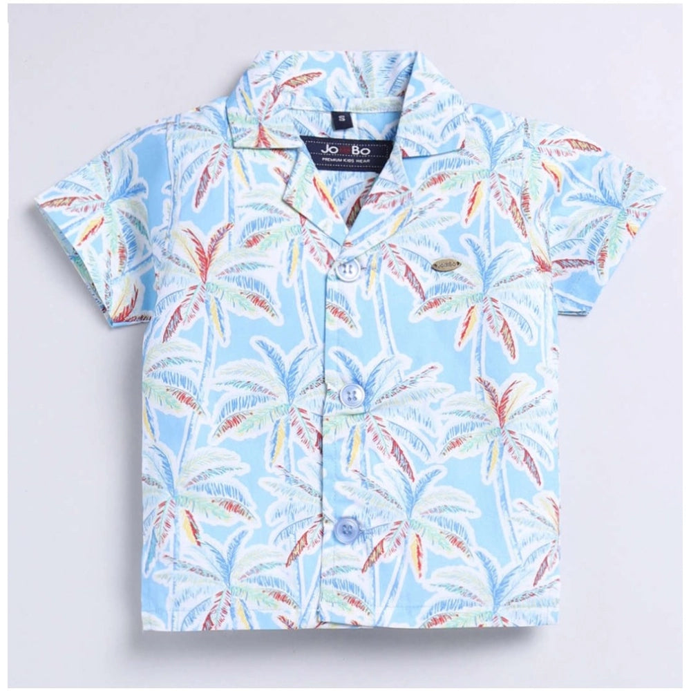 Amfyn Boy's Lycra Blend Printed Short Sleeve Shirt and Shorts Set (MultiColor)