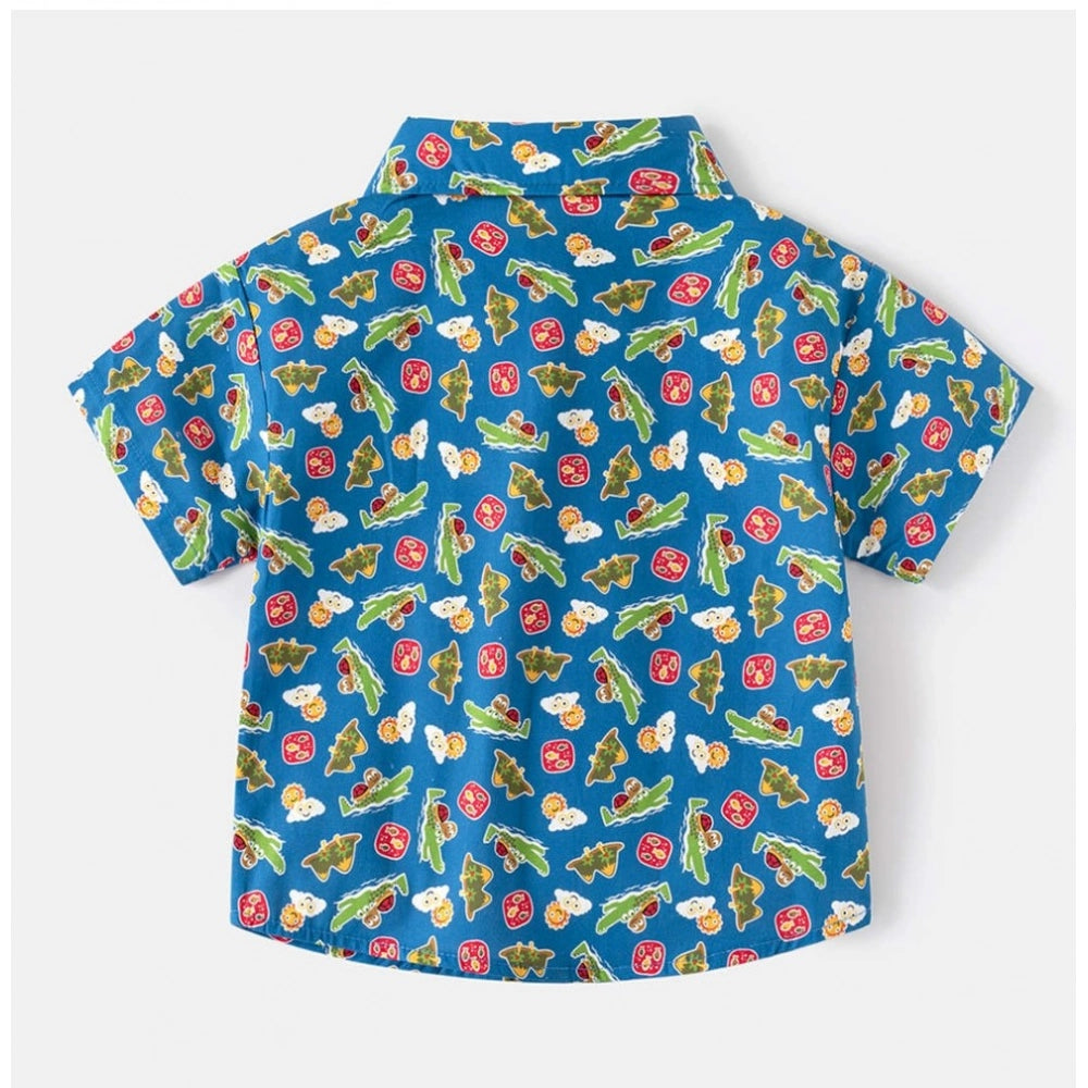 Amfyn Boy's Cotton Blend Printed Short Sleeve Shirt (MultiColor)