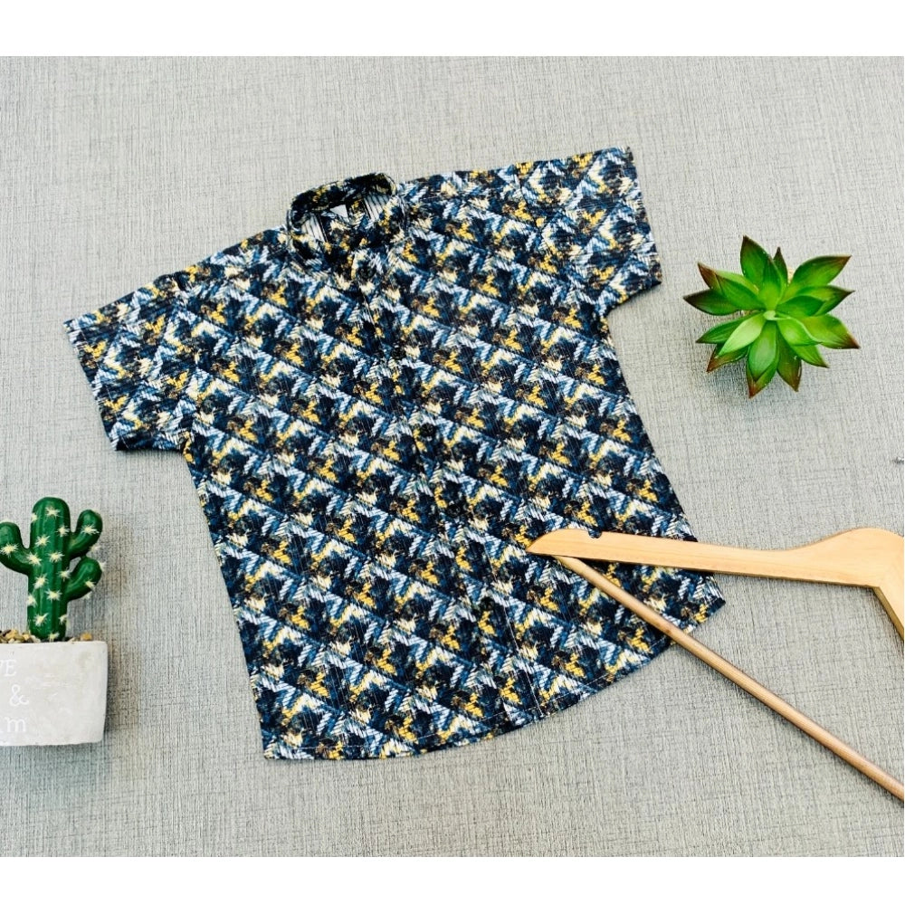 Amfyn Boy's Cotton Blend Printed Short Sleeve Shirt (MultiColor)