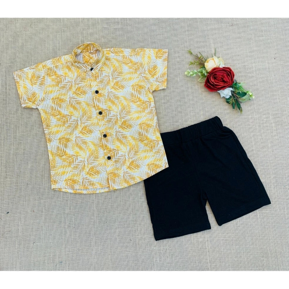 Amfyn Boy's Cotton Blend Printed Short Sleeve Shirt and Shorts Set (MultiColor)