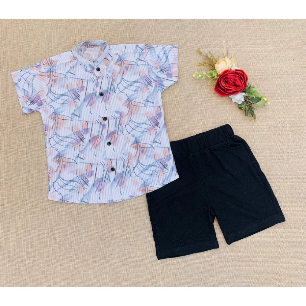 Amfyn Boy's Cotton Blend Printed Short Sleeve Shirt and Shorts Set (MultiColor)