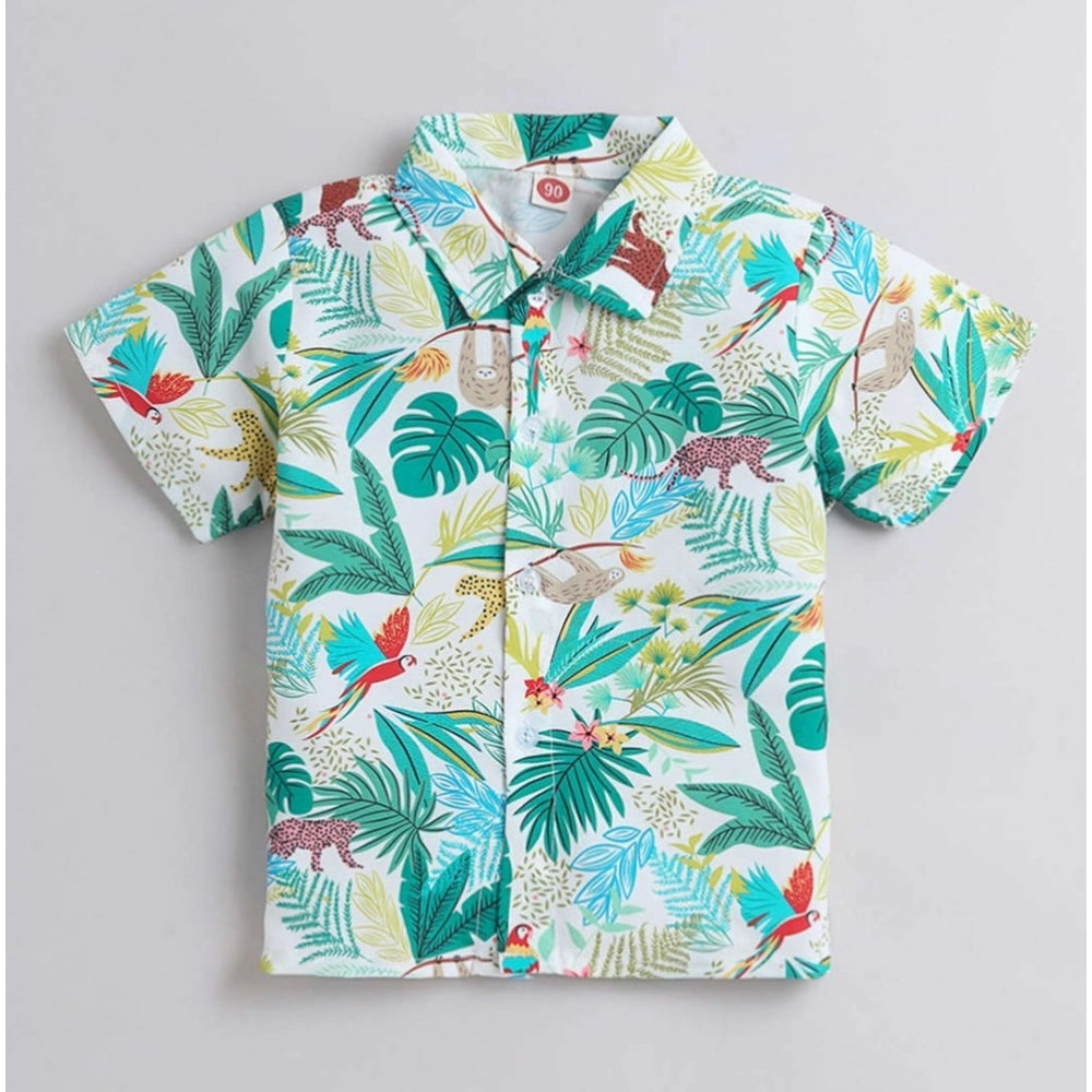 Amfyn Boy's Lycra Blend Printed Short Sleeve Shirt and Shorts Set (MultiColor)