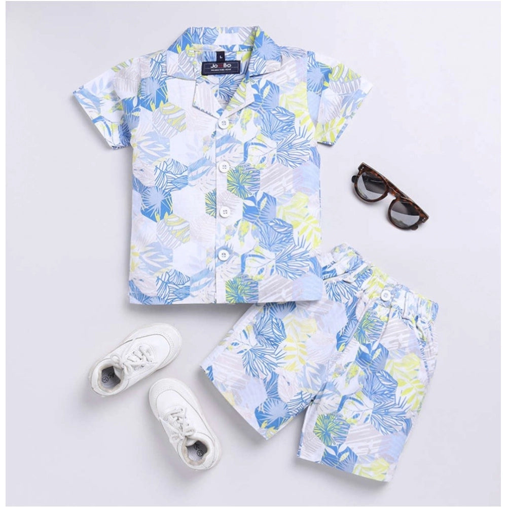 Amfyn Boy's Cotton Blend Printed Short Sleeve Shirt and Shorts Set (MultiColor)