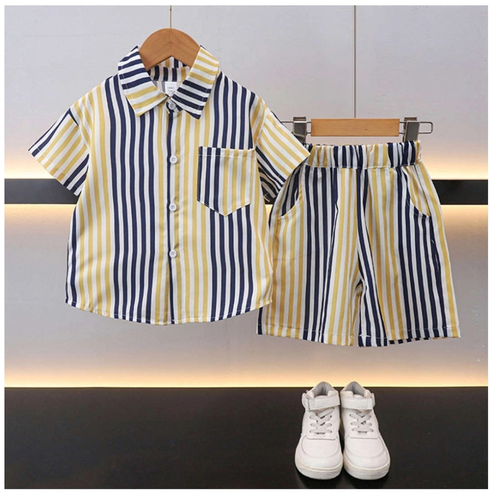 Amfyn Boy's Lycra Blend Printed Short Sleeve Shirt and Shorts Set (MultiColor)