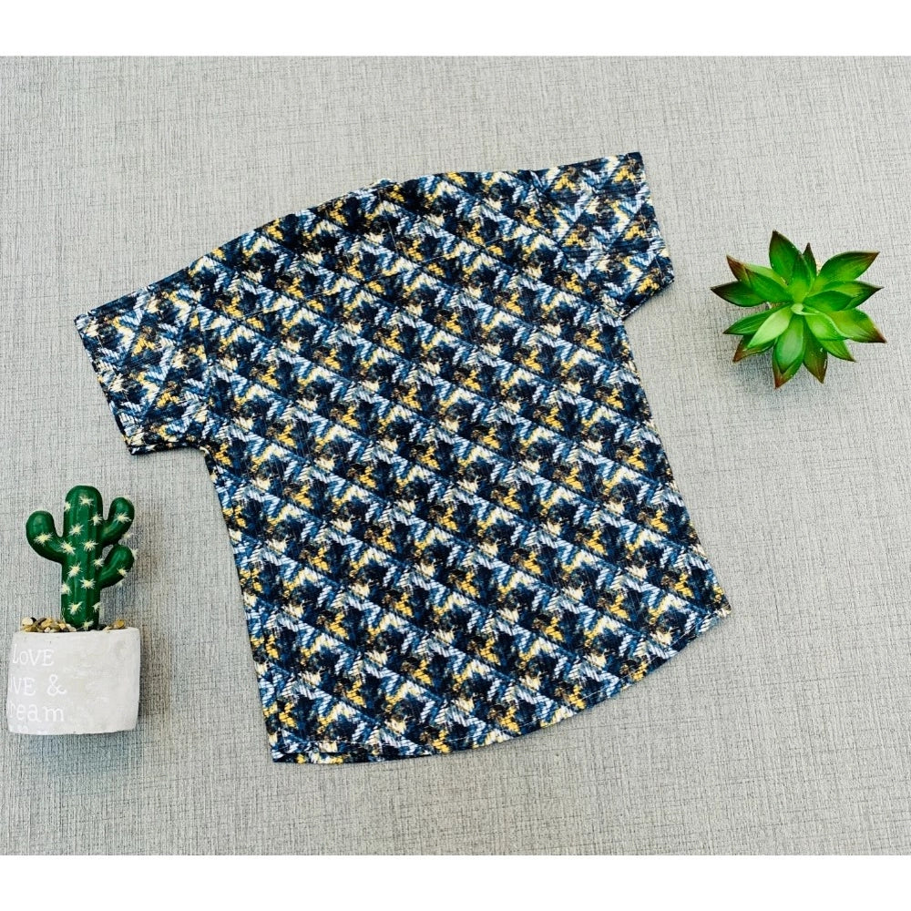 Amfyn Boy's Cotton Blend Printed Short Sleeve Shirt (MultiColor)