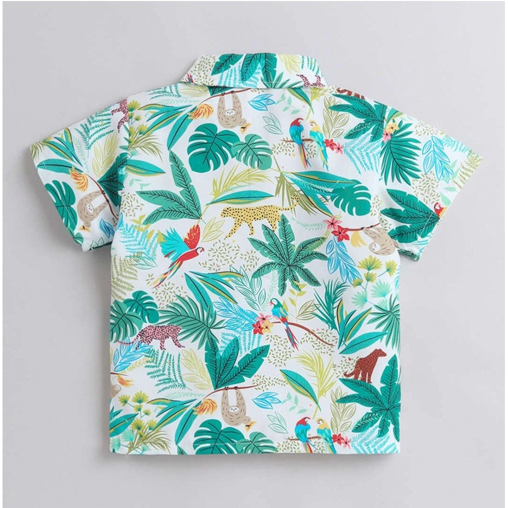 Amfyn Boy's Lycra Blend Printed Short Sleeve Shirt and Shorts Set (MultiColor)