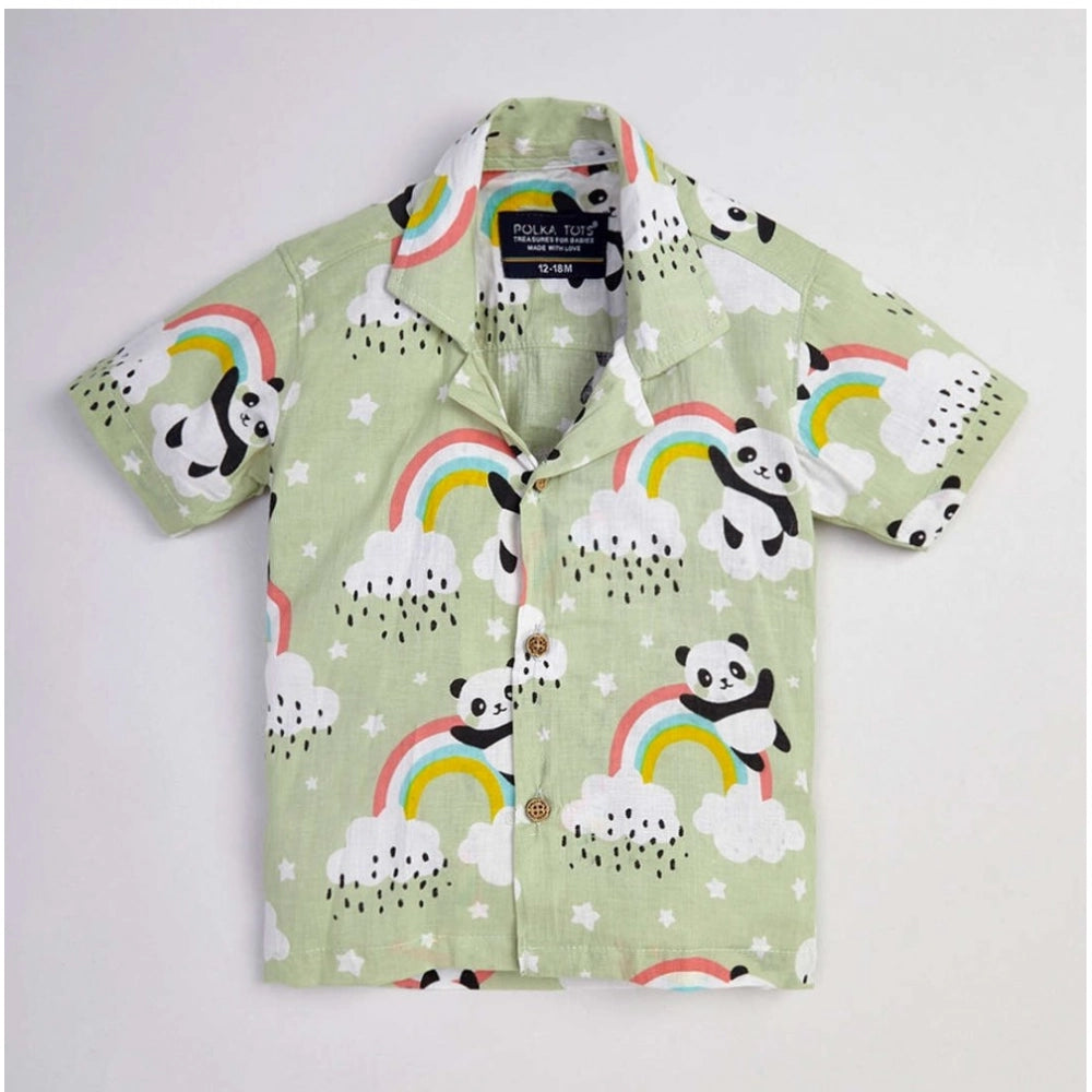 Amfyn Boy's Lycra Blend Printed Short Sleeve Shirt and Shorts Set (MultiColor)