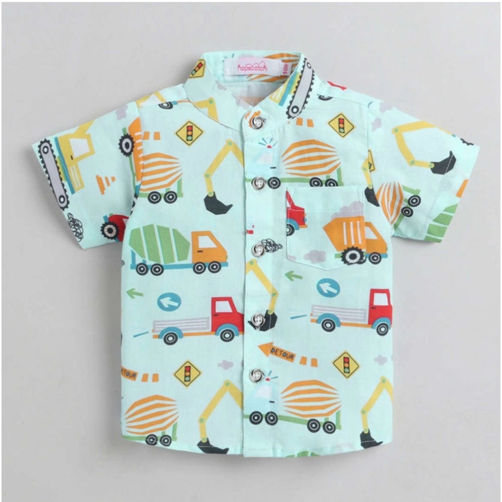 Amfyn Boy's Cotton Blend Printed Short Sleeve Shirt and Shorts Set (MultiColor)
