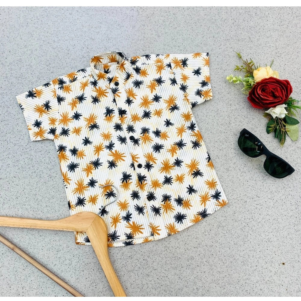 Amfyn Boy's Cotton Blend Printed Short Sleeve Shirt (MultiColor)