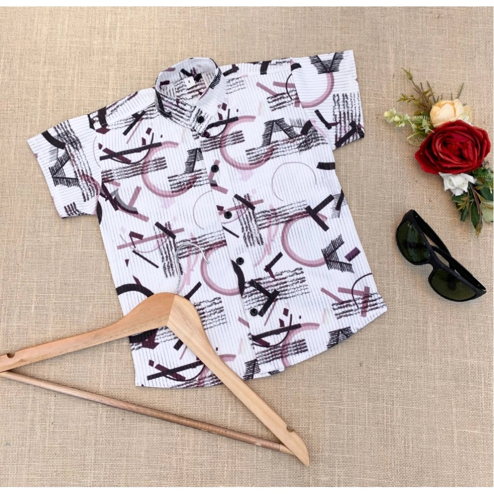 Amfyn Boy's Cotton Blend Printed Short Sleeve Shirt (MultiColor)