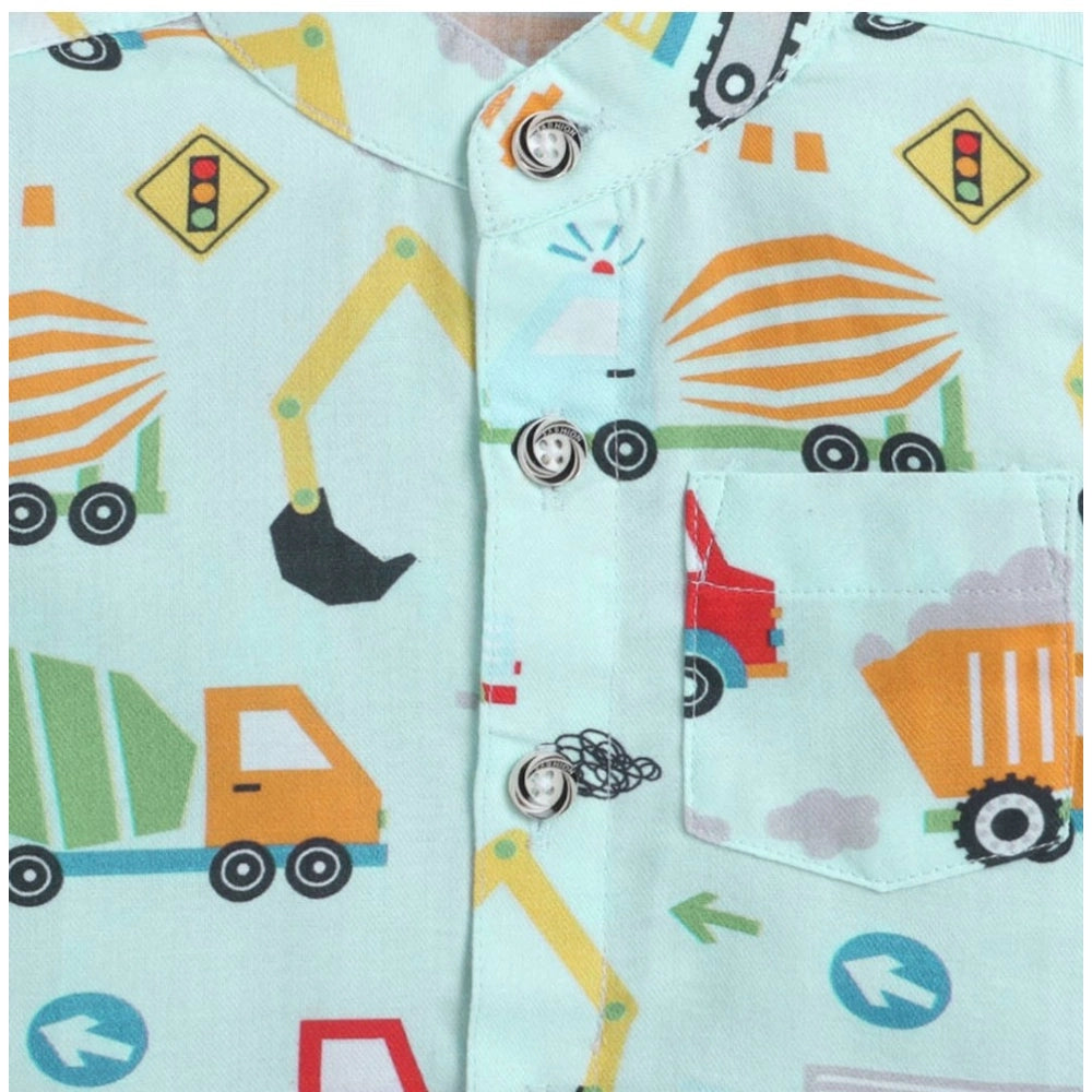 Amfyn Boy's Cotton Blend Printed Short Sleeve Shirt and Shorts Set (MultiColor)