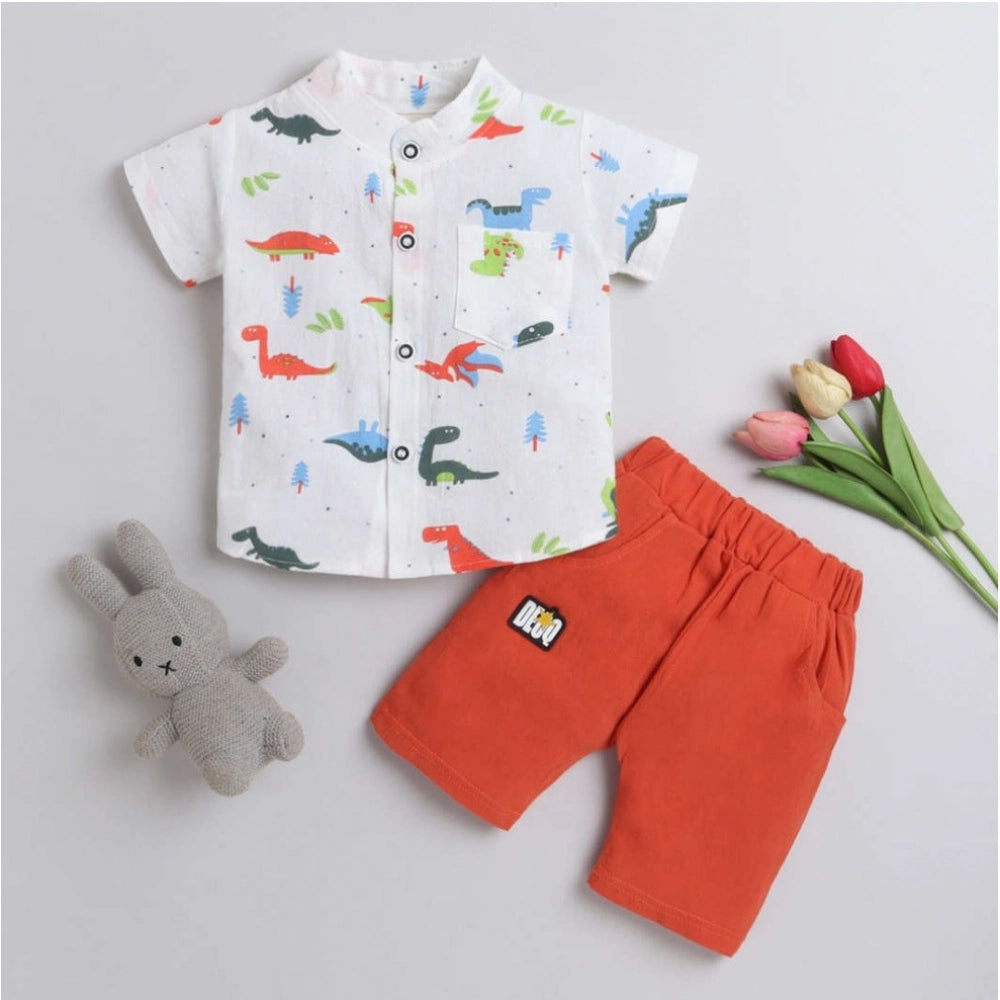 Amfyn Boy's Cotton Blend Printed Short Sleeve Shirt and Shorts Set (MultiColor)