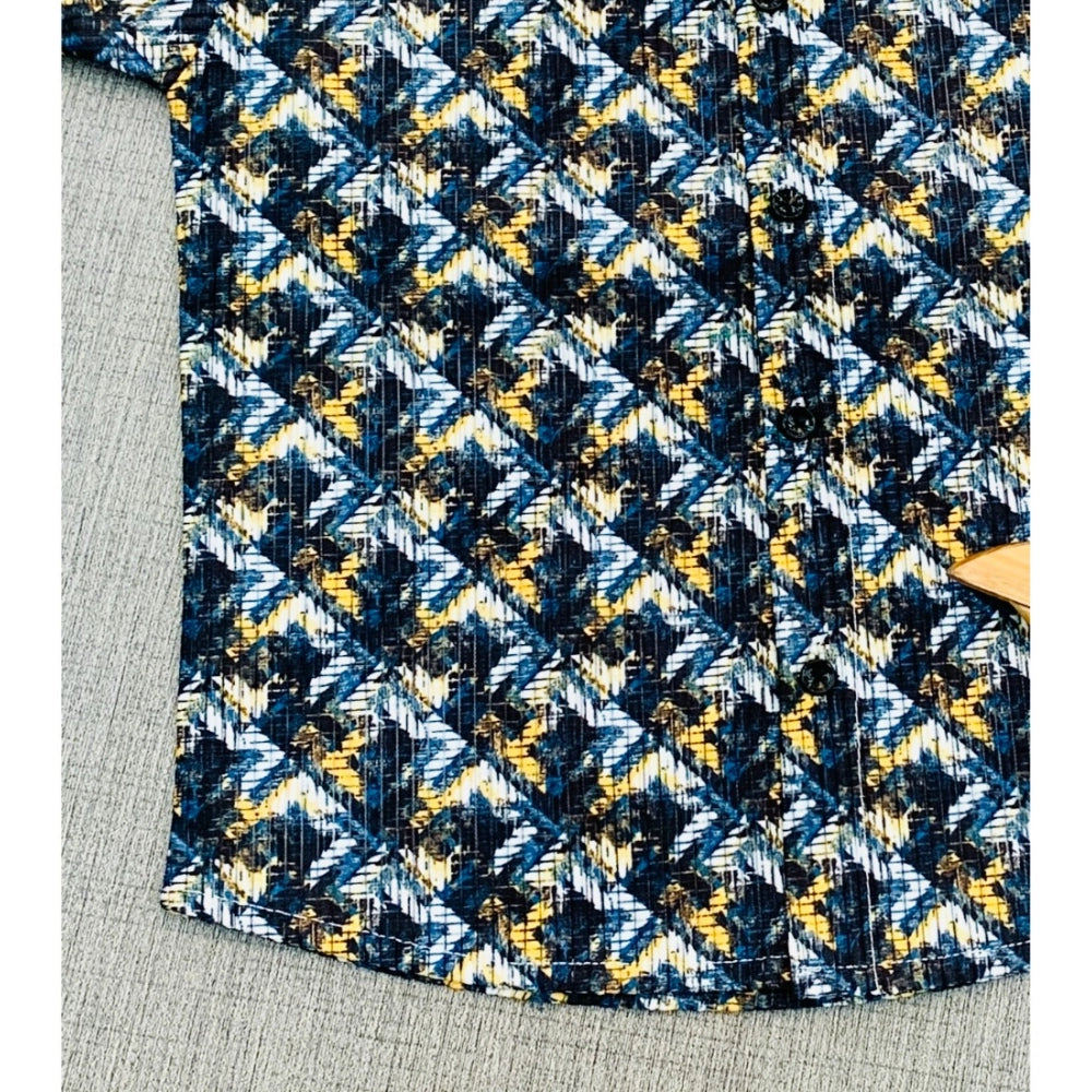 Amfyn Boy's Cotton Blend Printed Short Sleeve Shirt (MultiColor)