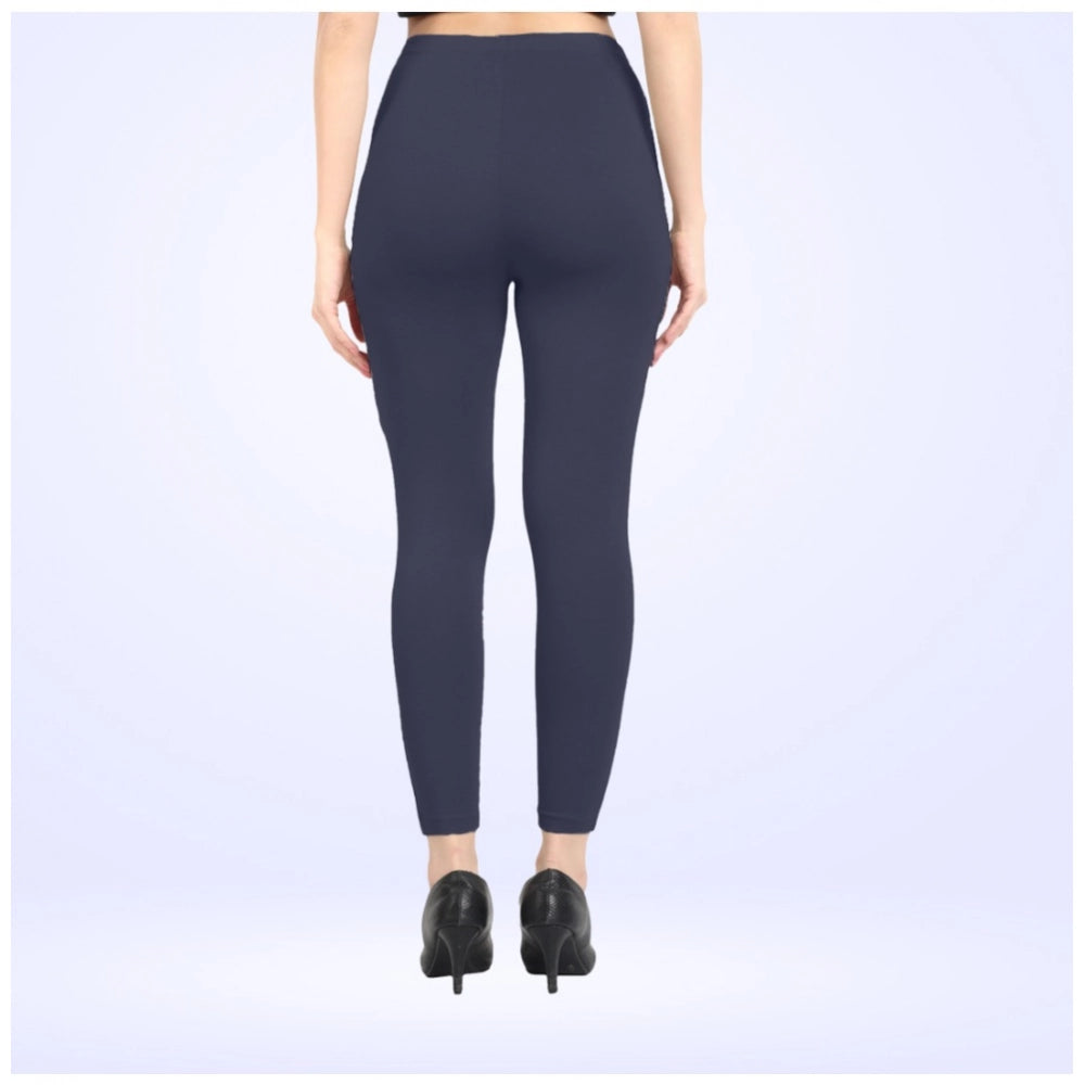 Amfyn Women's Cotton Blended Solid Ankle legging (Navy)