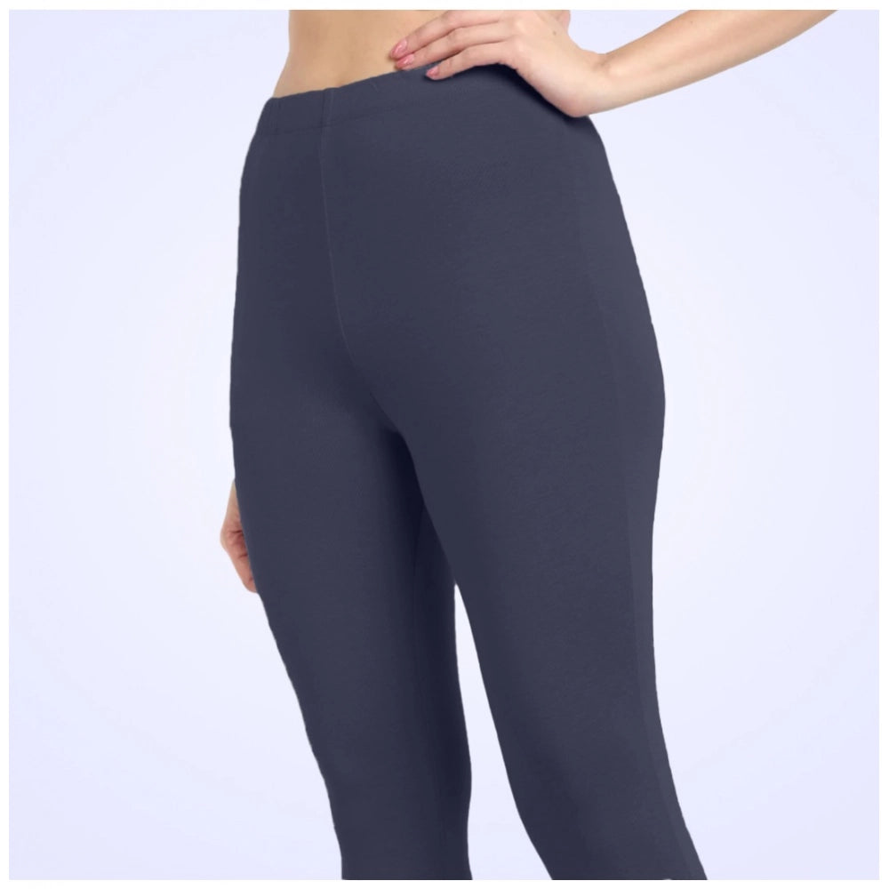 Amfyn Women's Cotton Blended Solid Ankle legging (Navy)