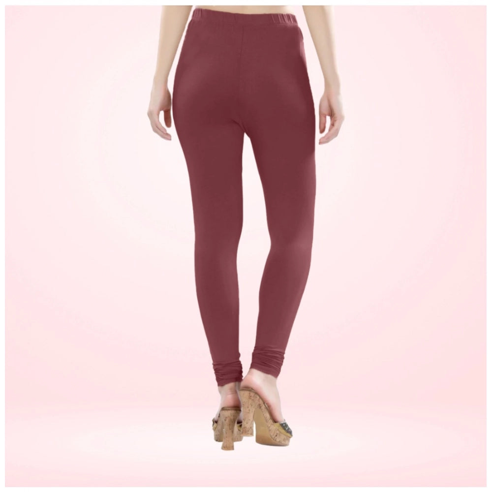 Amfyn Women's Cotton Blended Solid Churidar leggings (Maroon)