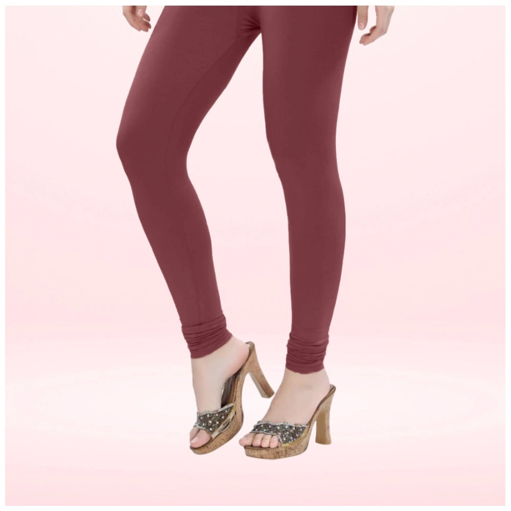 Amfyn Women's Cotton Blended Solid Churidar leggings (Maroon)