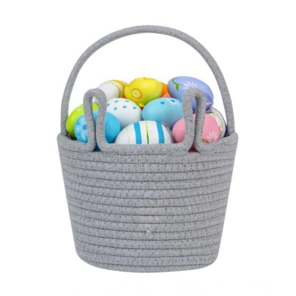 Amfyn Cotton Toy Bucket Pack of 1 Storage Basket For Clothes (Grey)