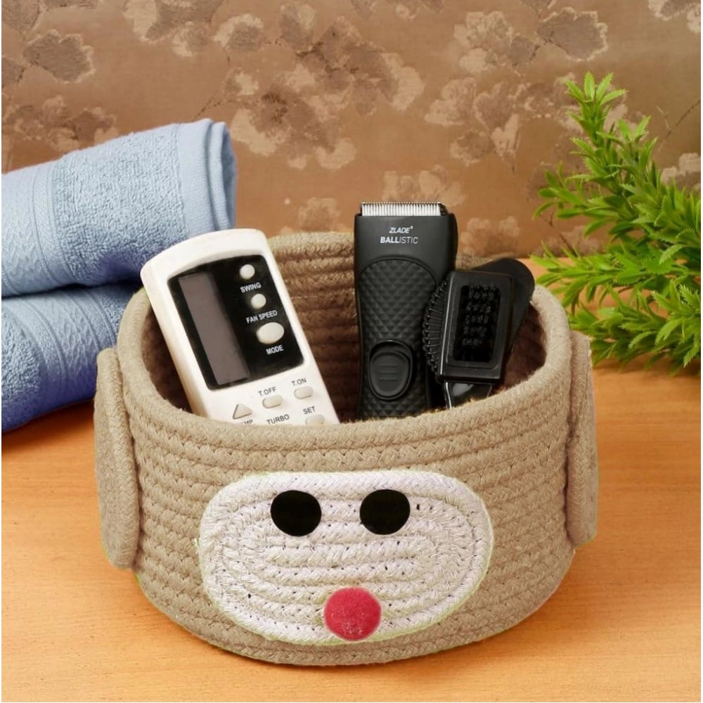 Amfyn Cotton Pen Holder Inch Pack of 1 Storage Basket For Clothes (Beige)