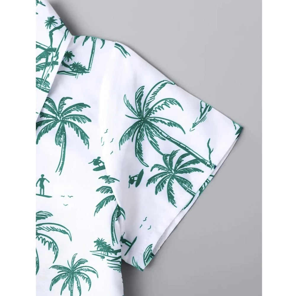 Amfyn Boy's Twill Cotton Printed Short Sleeve Shirt And Shorts Set (Sky)