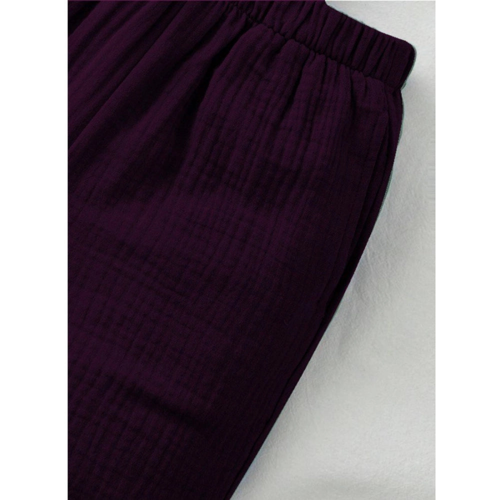 Amfyn Boy's Popcorn Solid Short Sleeve Shirt And Shorts Set (Wine)