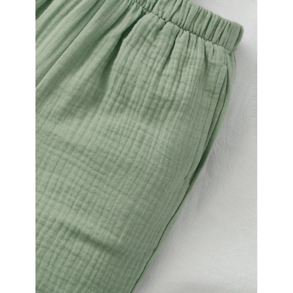 Amfyn Boy's Popcorn Solid Short Sleeve Shirt And Shorts Set (Pista)