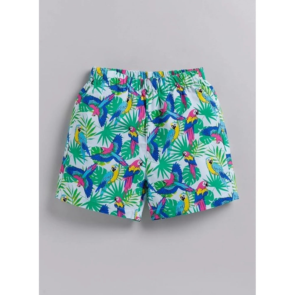 Amfyn Boy's Twill Cotton Printed Short Sleeve Shirt And Shorts Set (Multicolor)