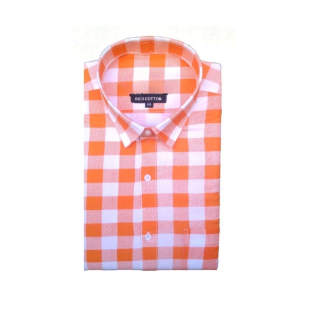 Amfyn Men's Cotton Lycra Full Sleeve Checked Casual Shirt (Red White)