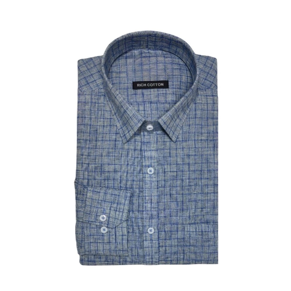 Amfyn Men's Cotton Lycra Full Sleeve Checked Casual Shirt (Grey)