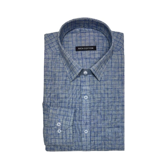 Amfyn Men's Cotton Lycra Full Sleeve Checked Casual Shirt (Grey)