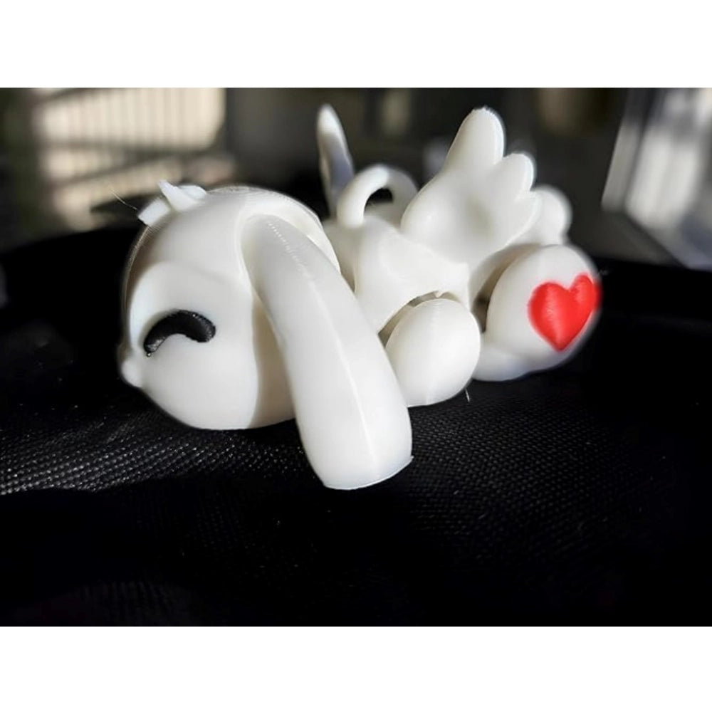 Amfyn Pack Of_2 Plastic Articulated Bunny Keychain, Cupid Valentine Design, White and Grey (Multicolor)
