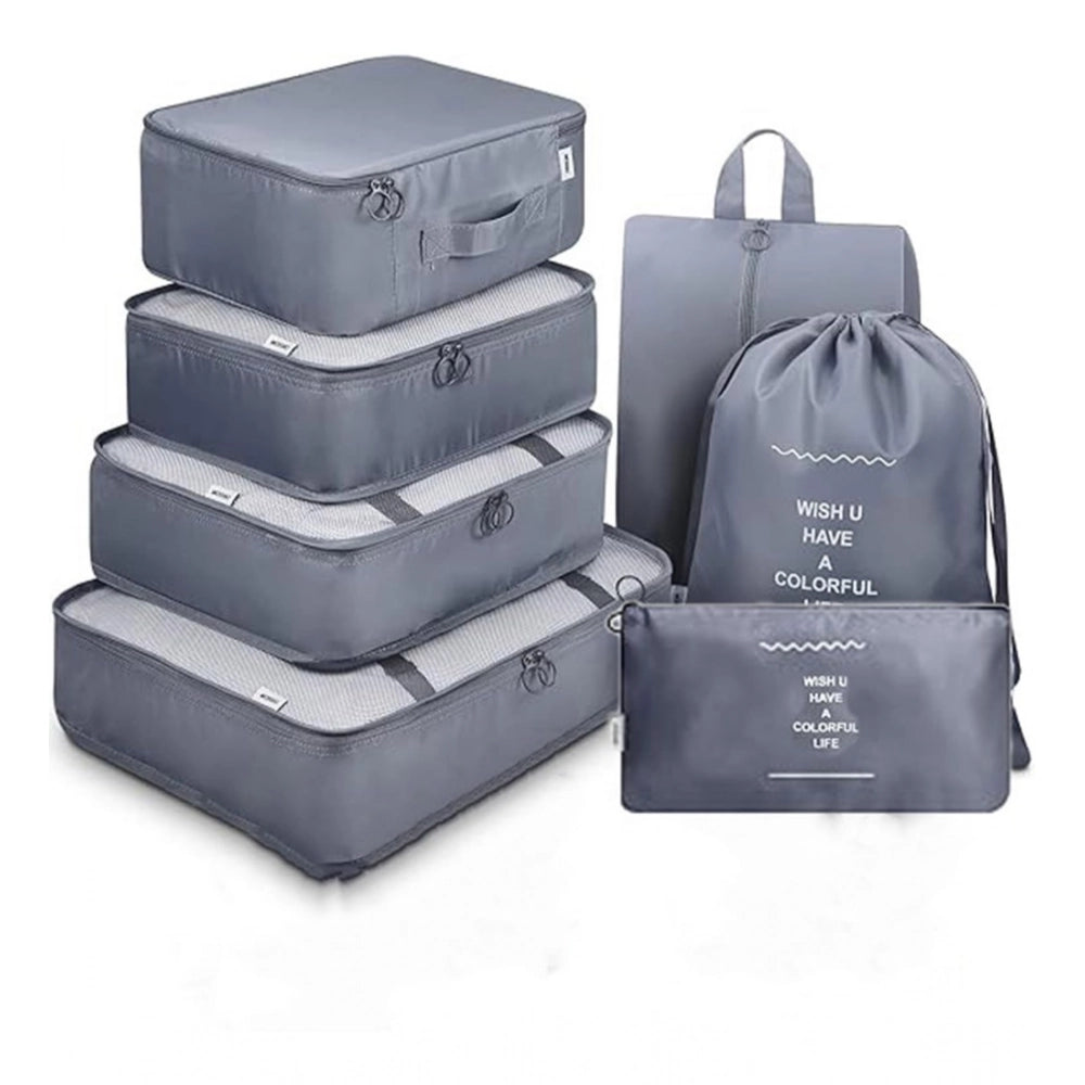 Amfyn Polyester 7 Pcs Travel Organizer Pouch Packing Cubes for Clothes Space Savers Bags (Multicolor)
