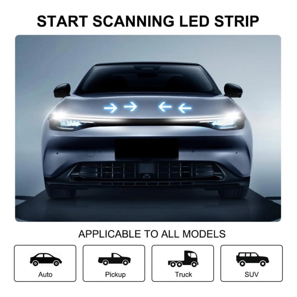 Amfyn Rubber Car Hood Light, 50 Inch Auto LED Daytime Running Lights Strip (Multicolor)