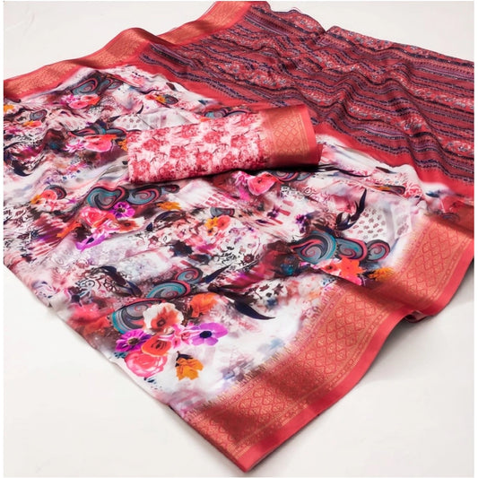 Amfyn Women's Cotton Silk Printed Saree With Unstitched Blouse 5.5Mtr (Multicolor)