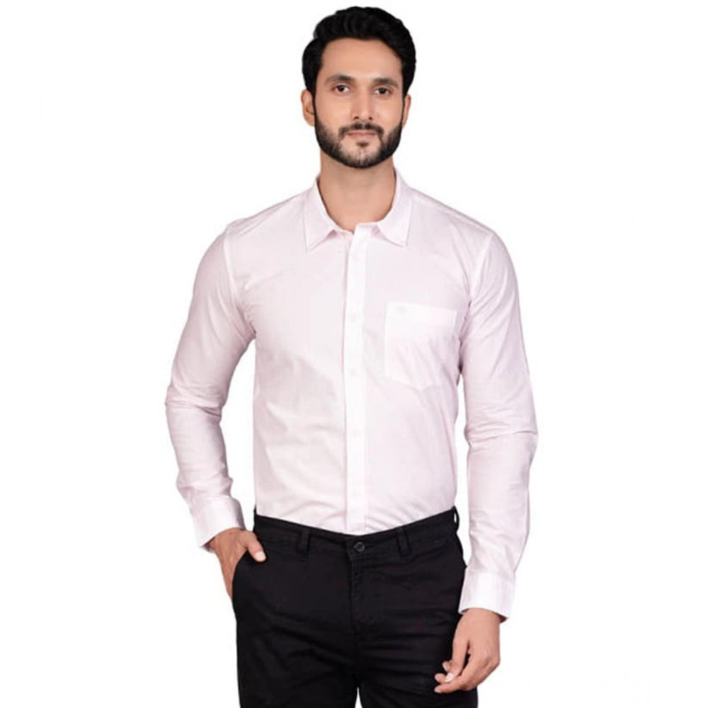 Amfyn Men's Casual Cotton Full Sleeve Solid Shirt (Pink)
