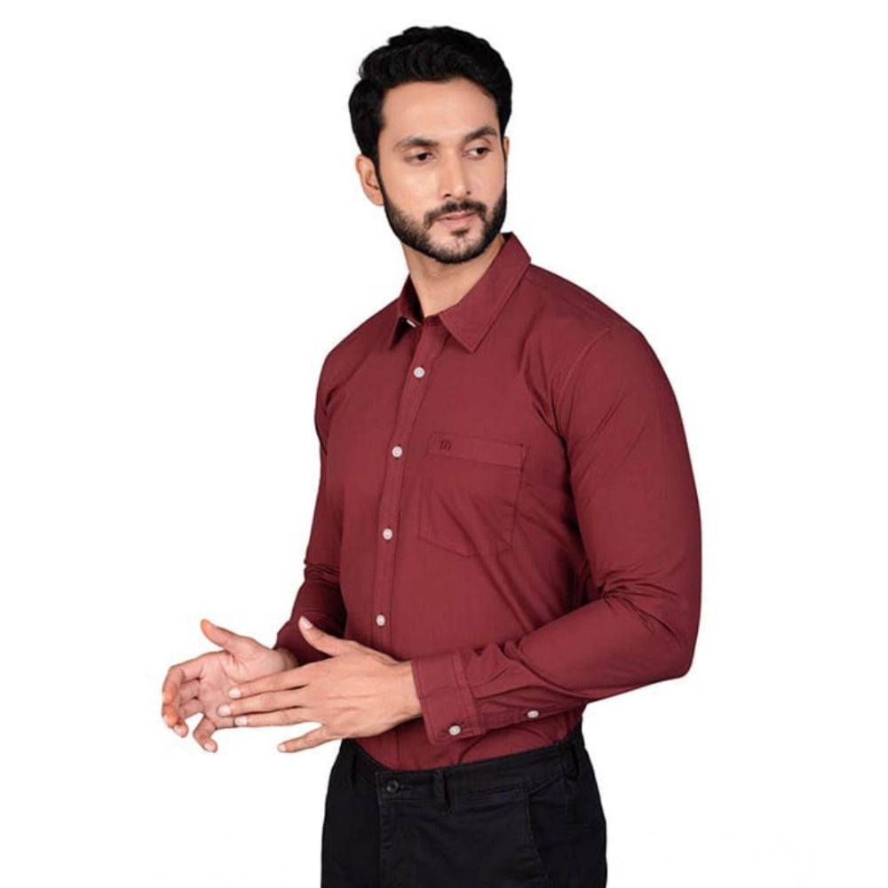 Amfyn Men's Casual Cotton Full Sleeve Solid Shirt (Maroon)