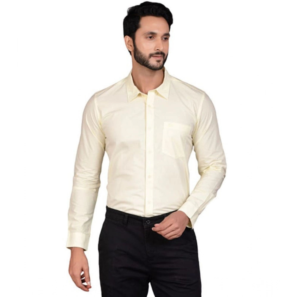 Amfyn Men's Casual Cotton Full Sleeve Solid Shirt (Lemon)