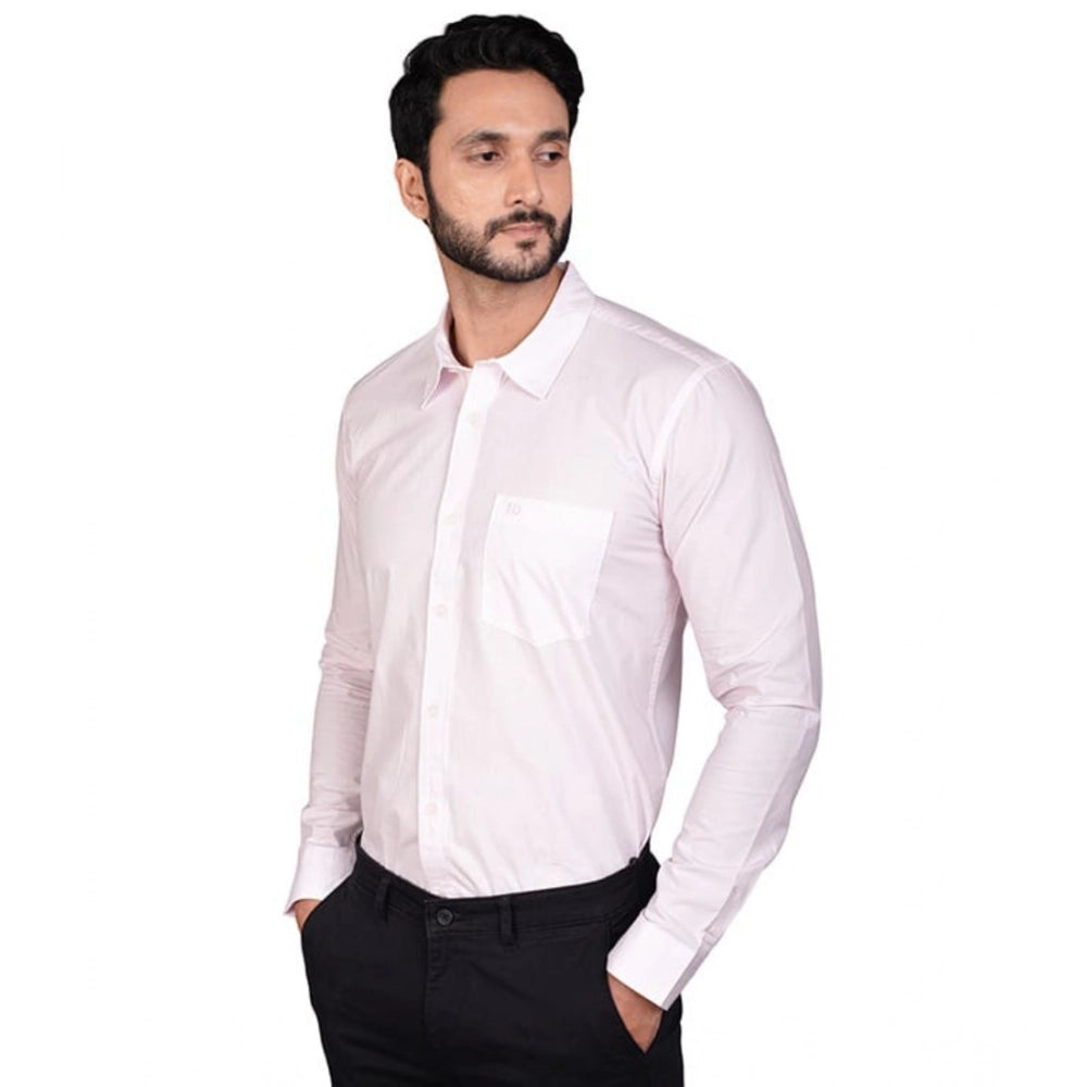 Amfyn Men's Casual Cotton Full Sleeve Solid Shirt (Pink)