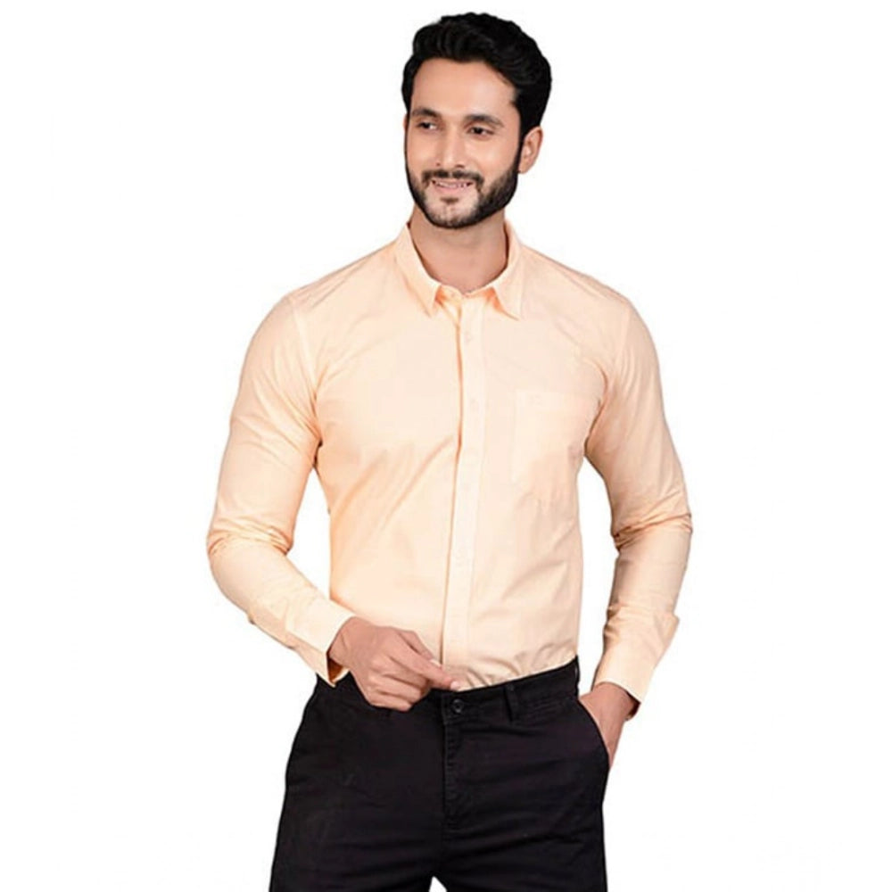 Amfyn Men's Casual Cotton Full Sleeve Solid Shirt (Peach)