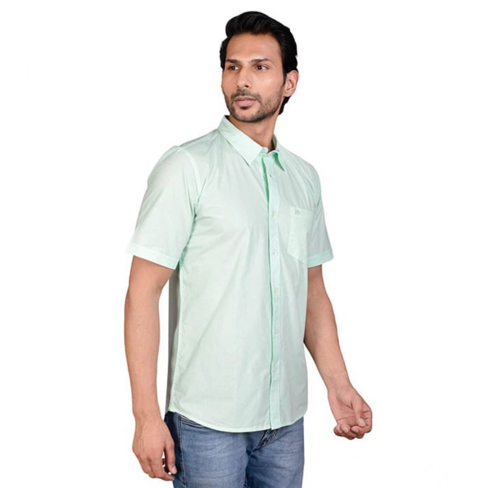 Amfyn Men's Casual Cotton Half Sleeve Solid Shirt (Sea Green)