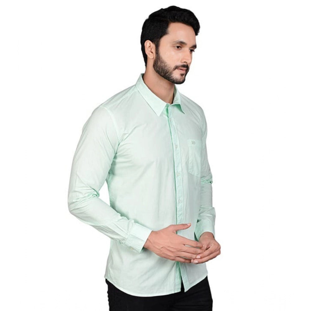Amfyn Men's Casual Cotton Full Sleeve Solid Shirt (Sea Green)