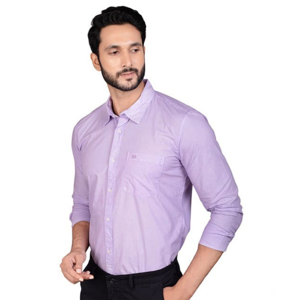 Amfyn Men's Casual Cotton Full Sleeve Solid Shirt (Purple)