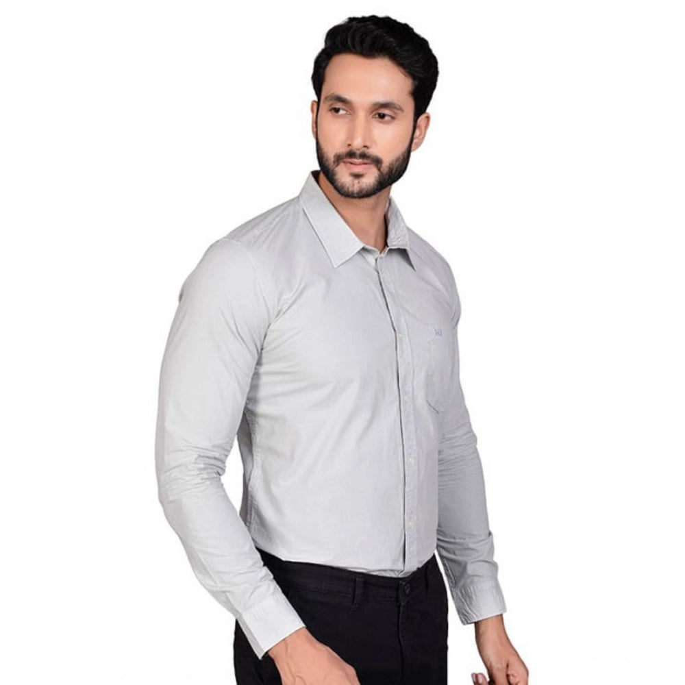 Amfyn Men's Casual Cotton Full Sleeve Solid Shirt (Grey)